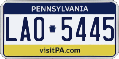 PA license plate LAO5445