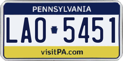 PA license plate LAO5451