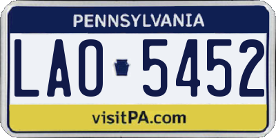 PA license plate LAO5452