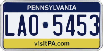 PA license plate LAO5453