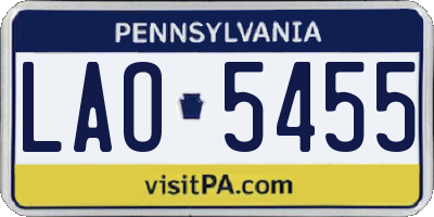 PA license plate LAO5455