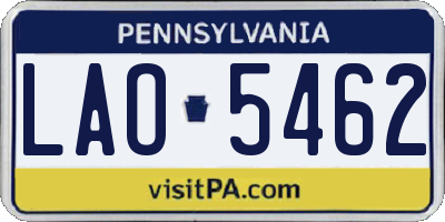 PA license plate LAO5462