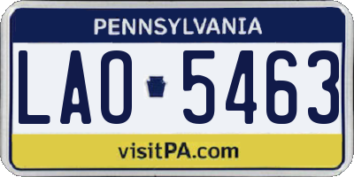 PA license plate LAO5463