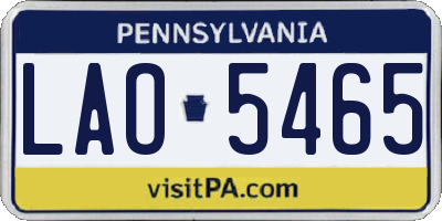 PA license plate LAO5465