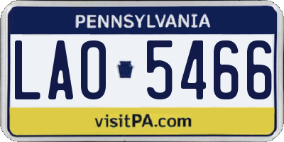 PA license plate LAO5466