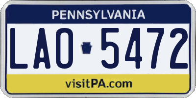 PA license plate LAO5472