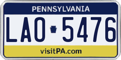 PA license plate LAO5476