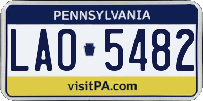 PA license plate LAO5482