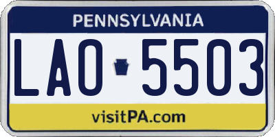 PA license plate LAO5503