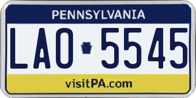 PA license plate LAO5545