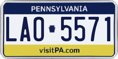 PA license plate LAO5571