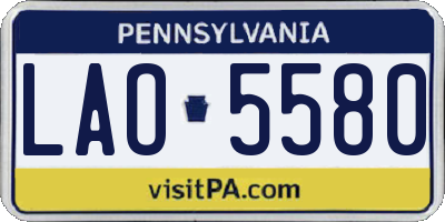 PA license plate LAO5580