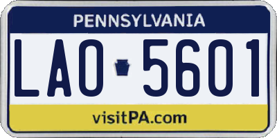 PA license plate LAO5601