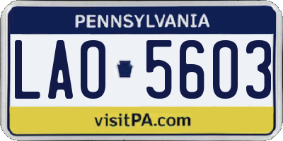 PA license plate LAO5603
