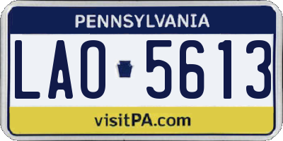 PA license plate LAO5613