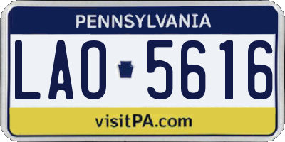 PA license plate LAO5616