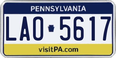 PA license plate LAO5617