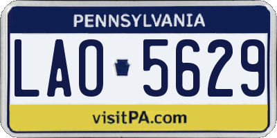 PA license plate LAO5629