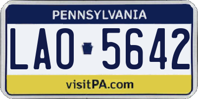 PA license plate LAO5642