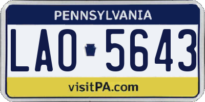 PA license plate LAO5643