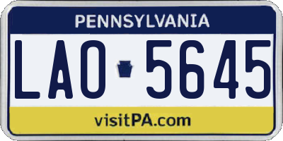PA license plate LAO5645