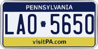 PA license plate LAO5650