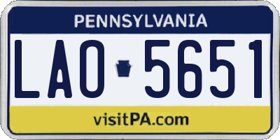 PA license plate LAO5651