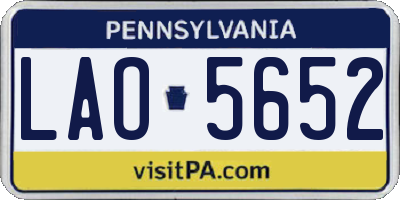 PA license plate LAO5652