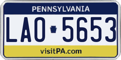 PA license plate LAO5653