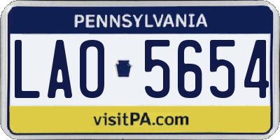 PA license plate LAO5654