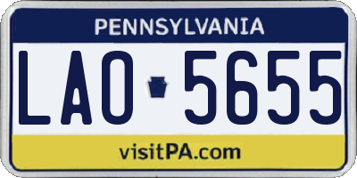 PA license plate LAO5655