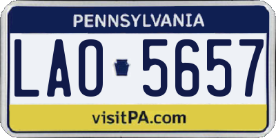 PA license plate LAO5657