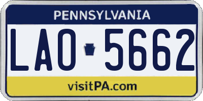 PA license plate LAO5662
