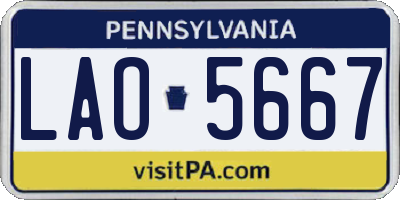 PA license plate LAO5667
