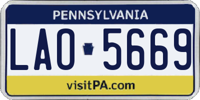 PA license plate LAO5669