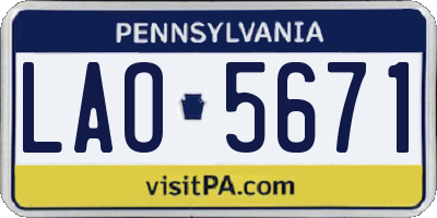 PA license plate LAO5671
