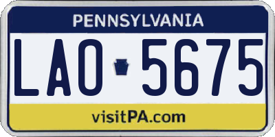 PA license plate LAO5675