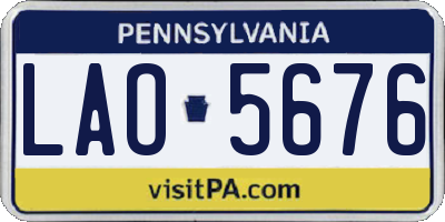 PA license plate LAO5676