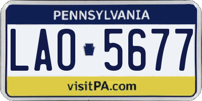 PA license plate LAO5677