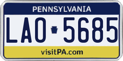 PA license plate LAO5685