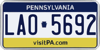 PA license plate LAO5692