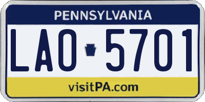 PA license plate LAO5701