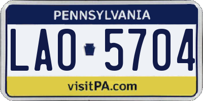 PA license plate LAO5704