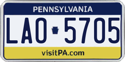 PA license plate LAO5705
