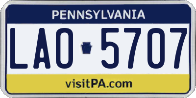 PA license plate LAO5707