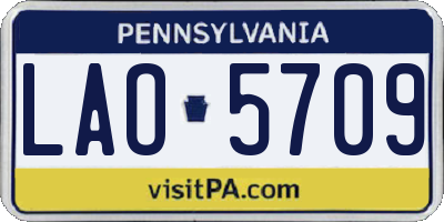 PA license plate LAO5709