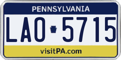 PA license plate LAO5715