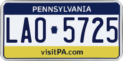 PA license plate LAO5725