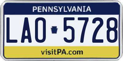 PA license plate LAO5728