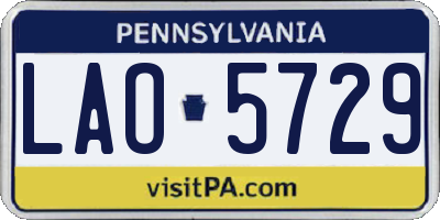 PA license plate LAO5729